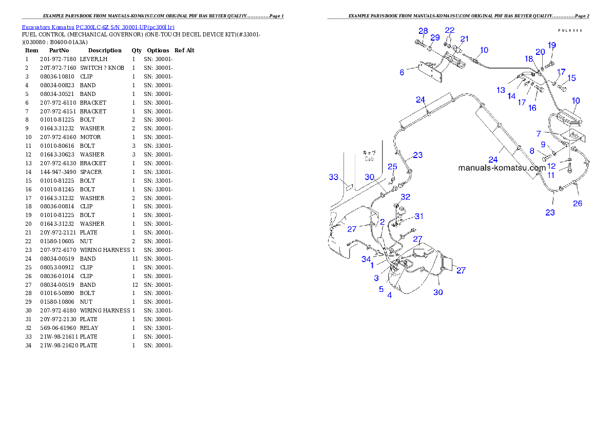 Protected: PC300LC-6Z S/N 30001-UP Partsbook