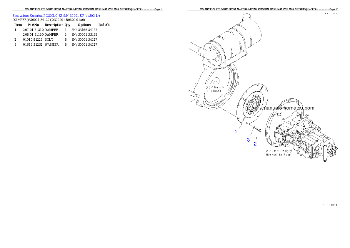 Protected: PC300LC-6Z S/N 30001-UP Partsbook