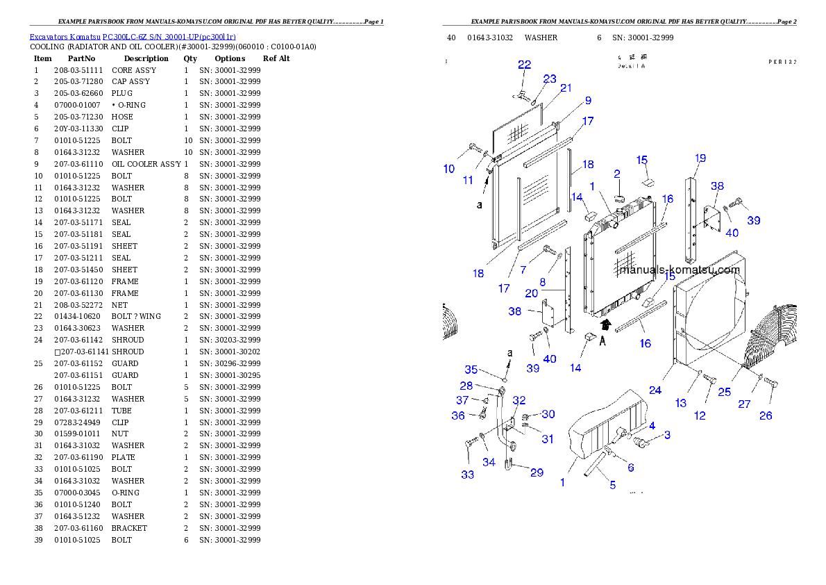 Protected: PC300LC-6Z S/N 30001-UP Partsbook