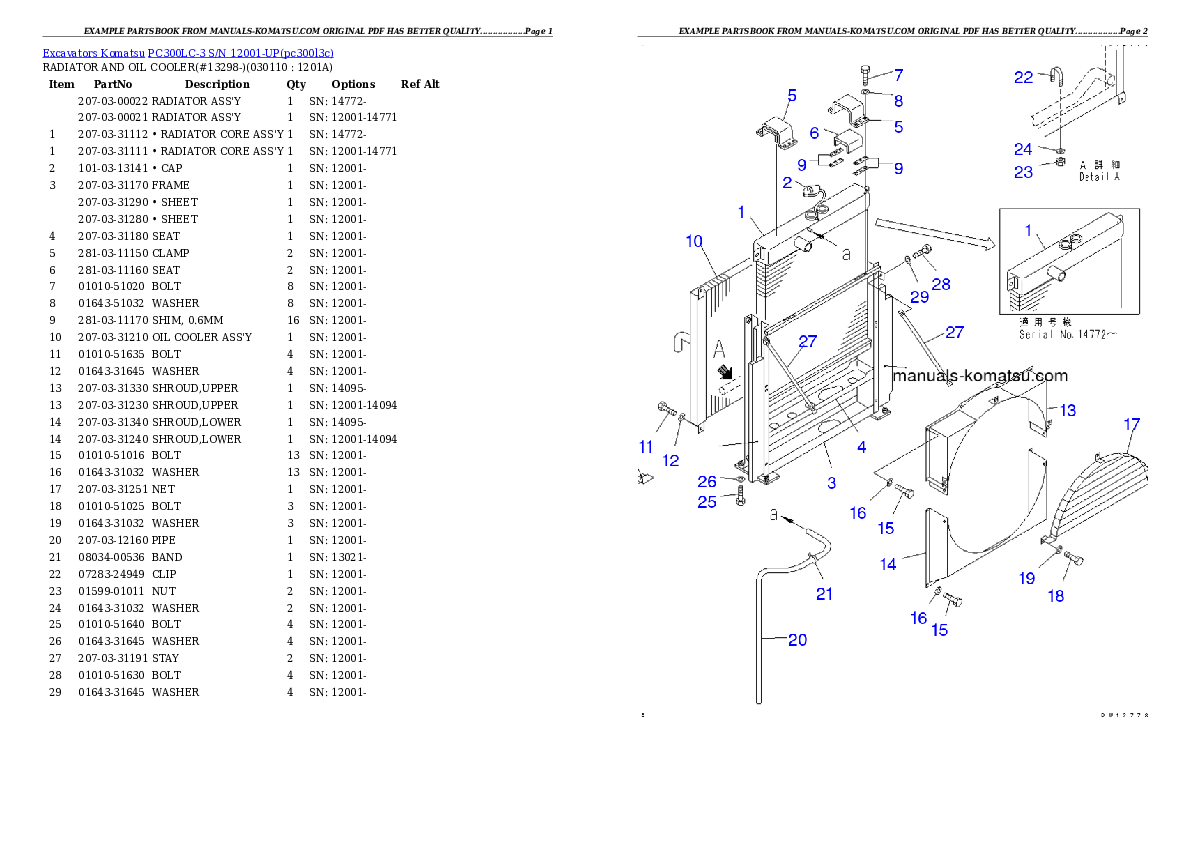 Protected: PC300LC-3 S/N 12001-UP Partsbook