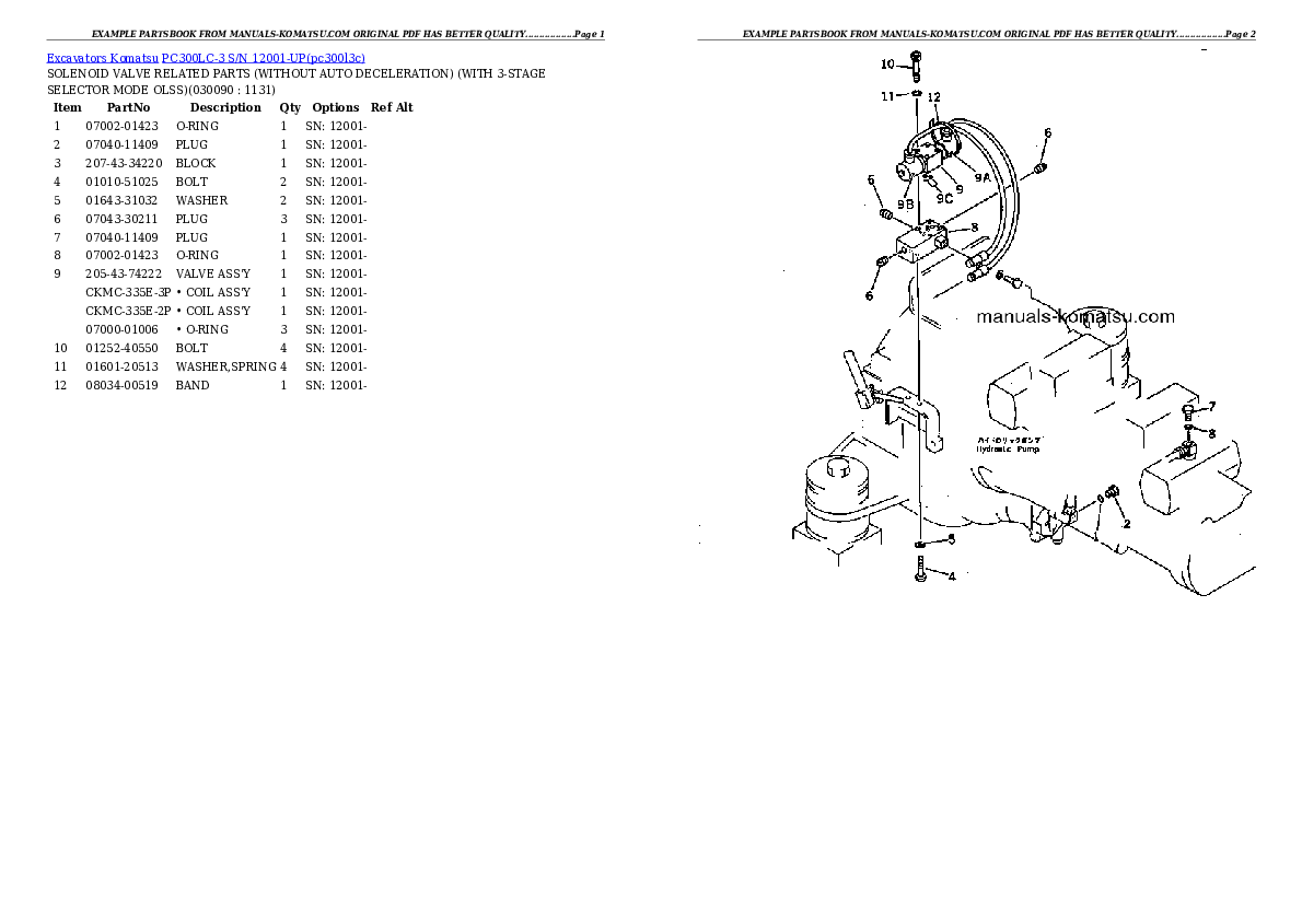 Protected: PC300LC-3 S/N 12001-UP Partsbook