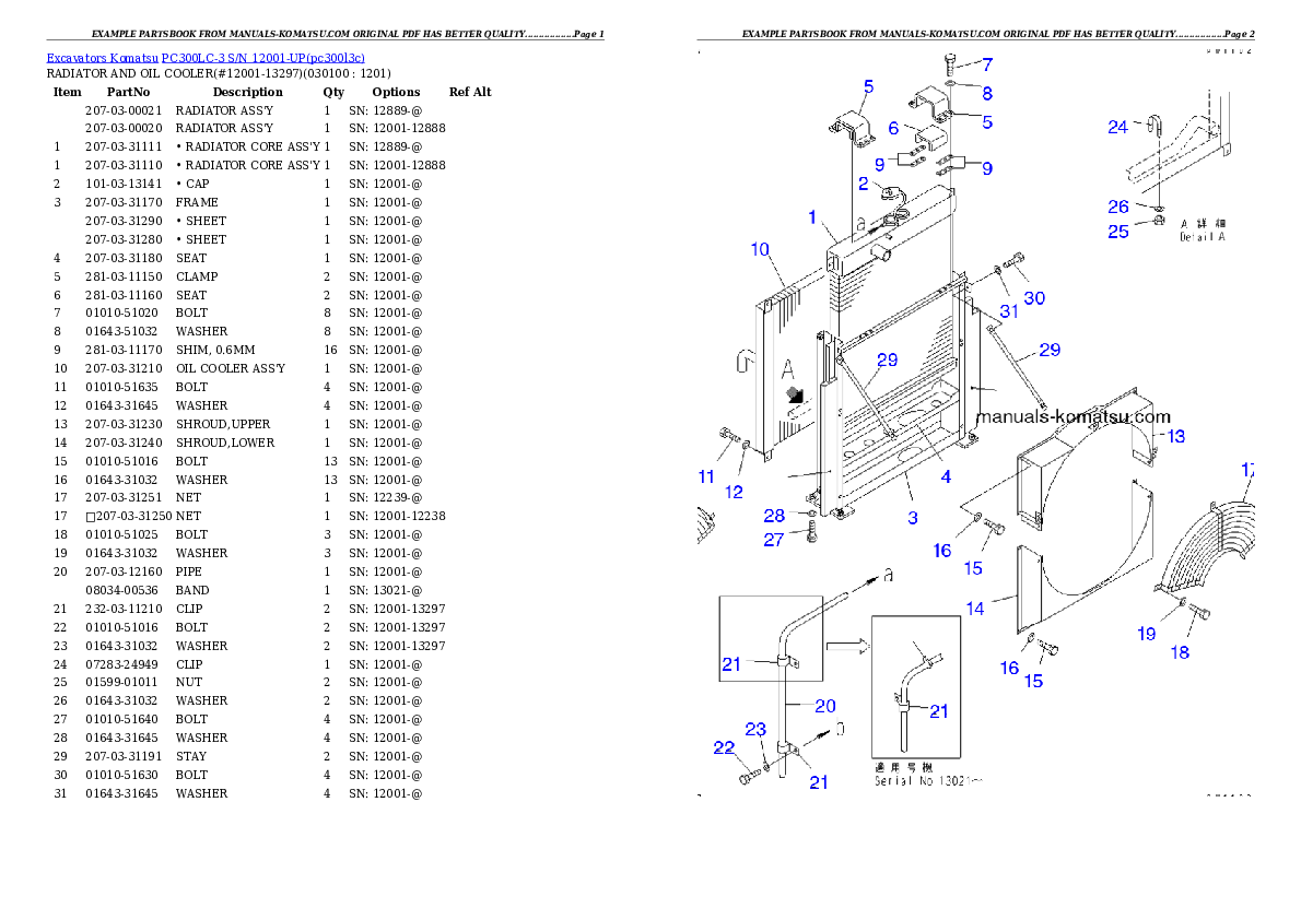 Protected: PC300LC-3 S/N 12001-UP Partsbook