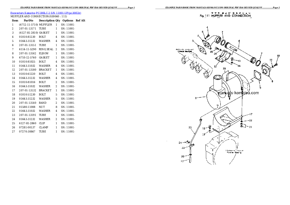 Protected: PC300LC-2 S/N 11001-UP Partsbook