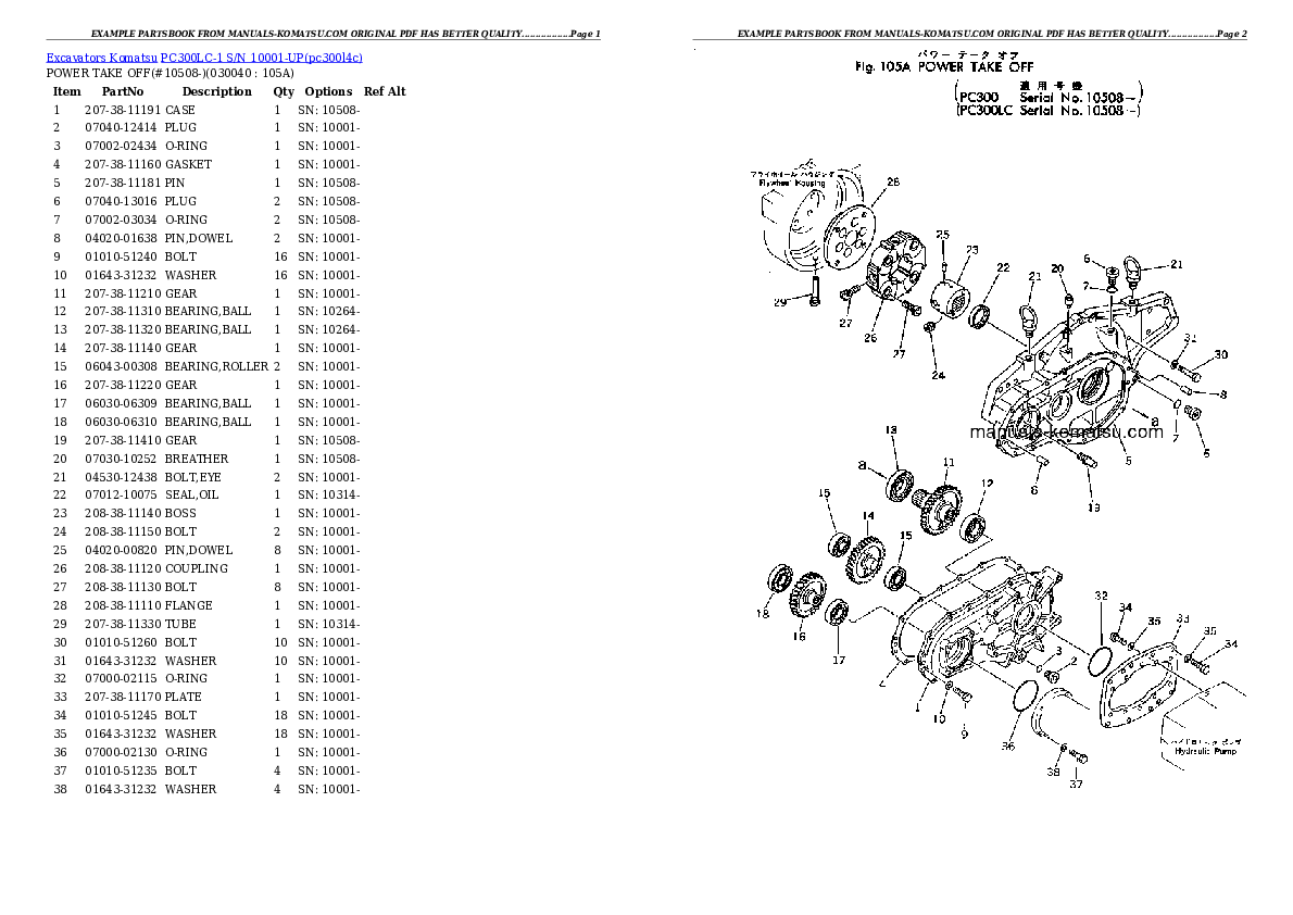 Protected: PC300LC-1 S/N 10001-UP Partsbook