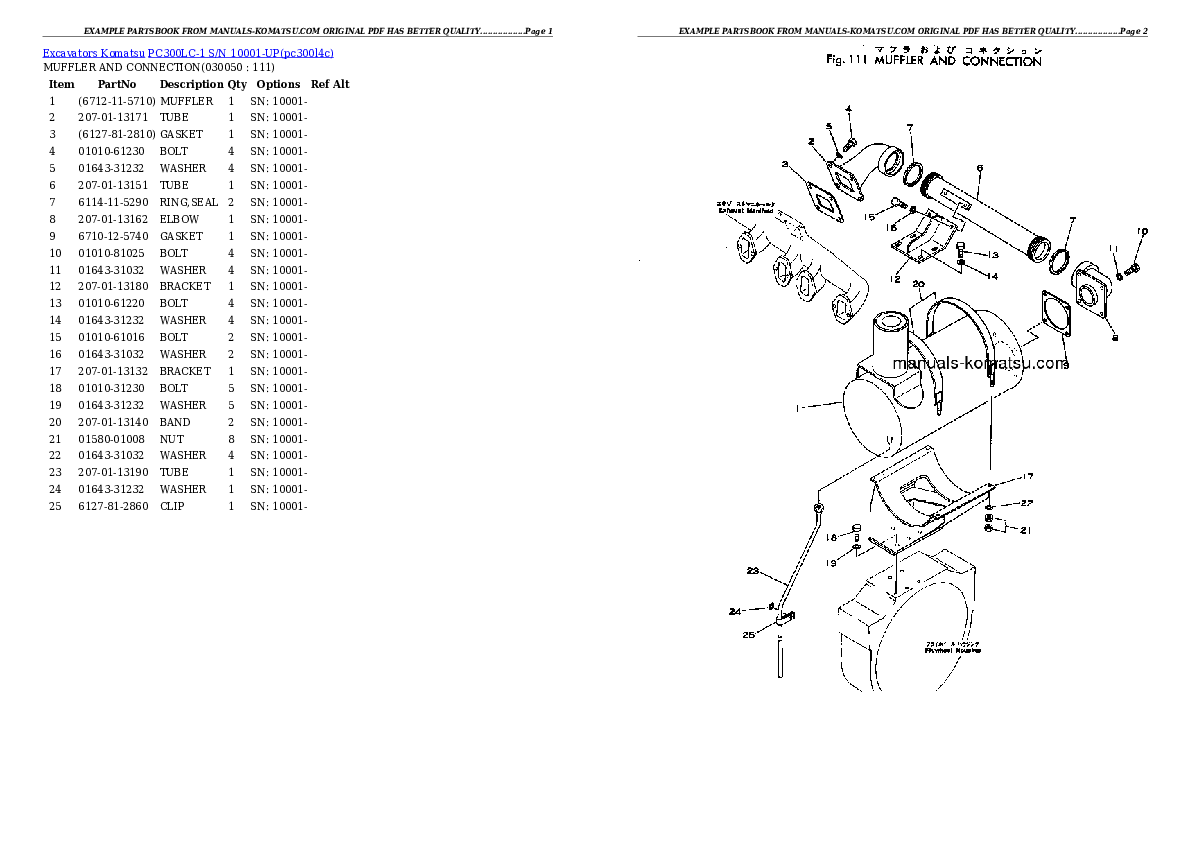 Protected: PC300LC-1 S/N 10001-UP Partsbook
