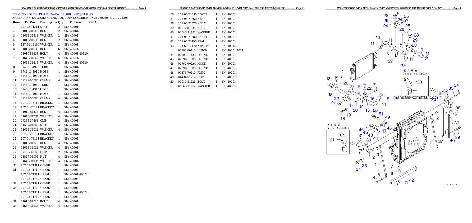 Protected: PC300LC-7-BA S/N 40001-UP Partsbook