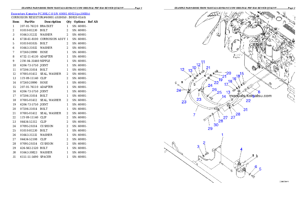 Protected: PC300LC-8 S/N 60001-60021 Partsbook