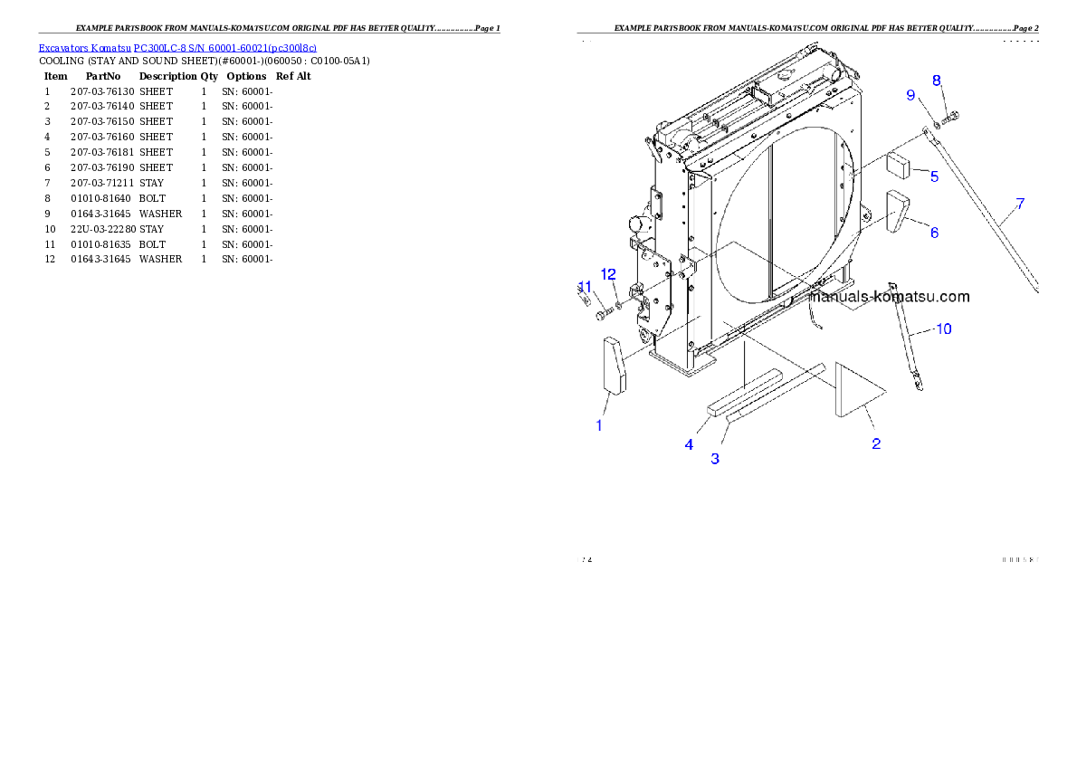 Protected: PC300LC-8 S/N 60001-60021 Partsbook