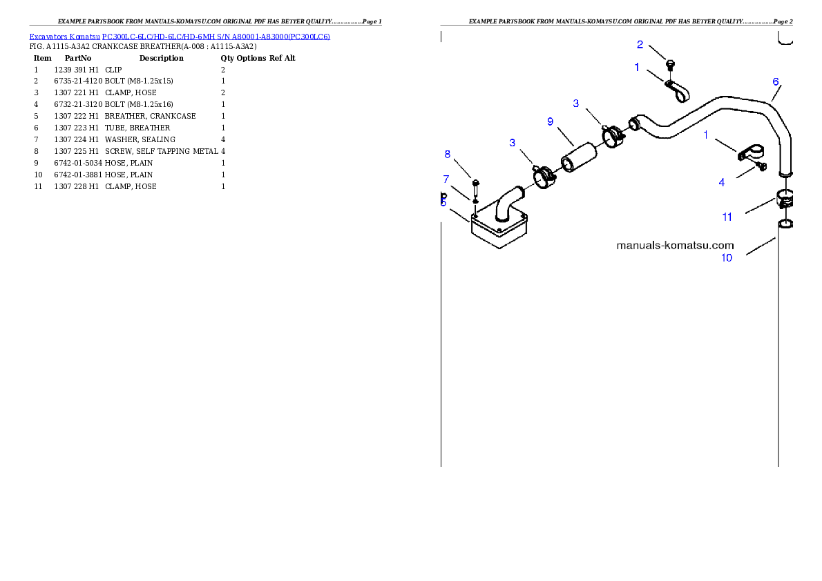 Protected: PC300LC-6LC/HD-6LC/HD-6MH S/N A80001-A83000 Partsbook
