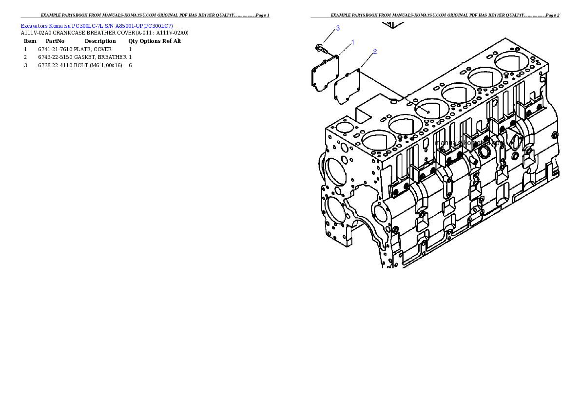 Protected: PC300LC-7L S/N A85001-UP Partsbook