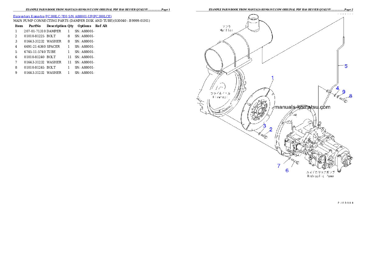 Protected: PC300LC-7E0 S/N A88001-UP Partsbook