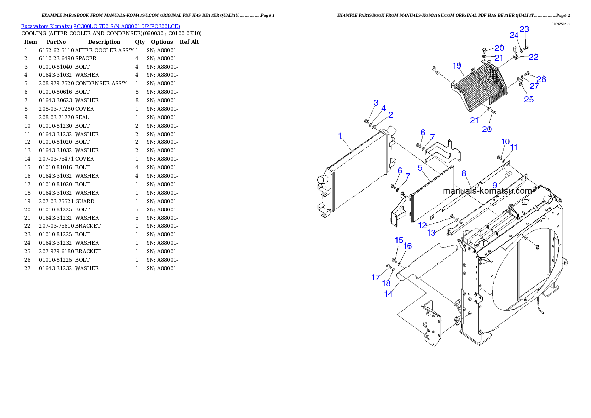 Protected: PC300LC-7E0 S/N A88001-UP Partsbook