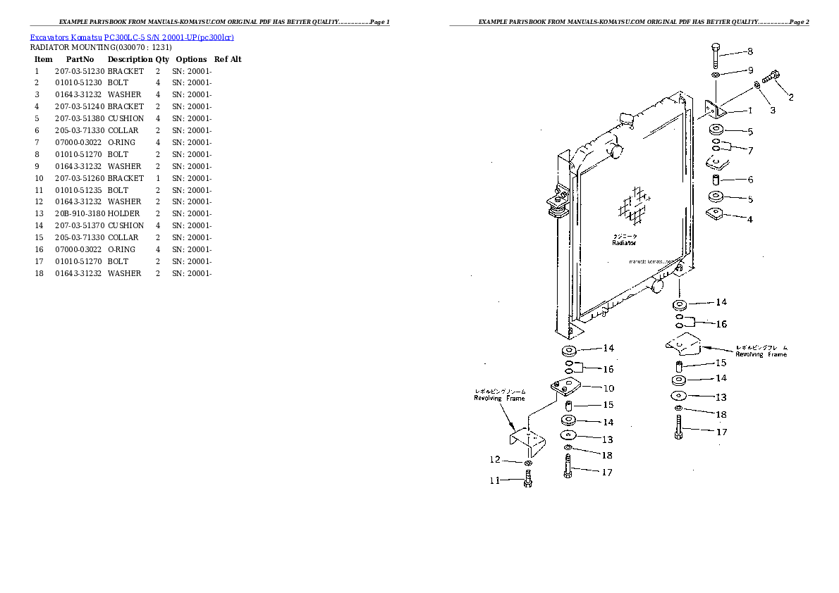 Protected: PC300LC-5 S/N 20001-UP Partsbook