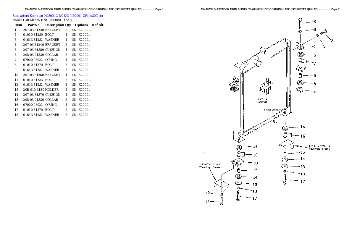 Protected: PC300LC-5K S/N K20001-UP Partsbook