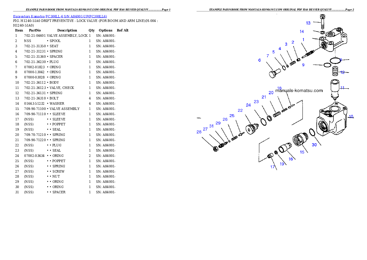 Protected: PC300LL-6 S/N A84001-UP Partsbook