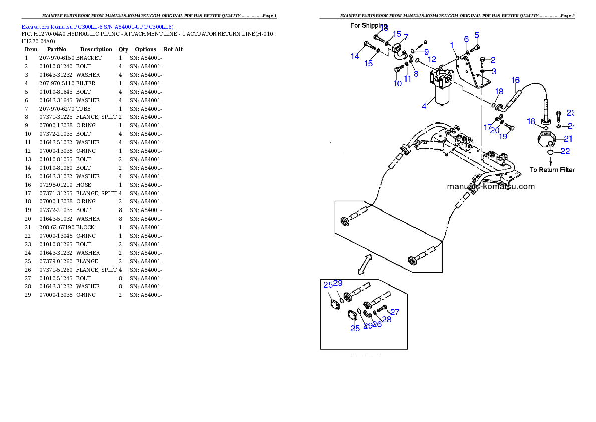Protected: PC300LL-6 S/N A84001-UP Partsbook