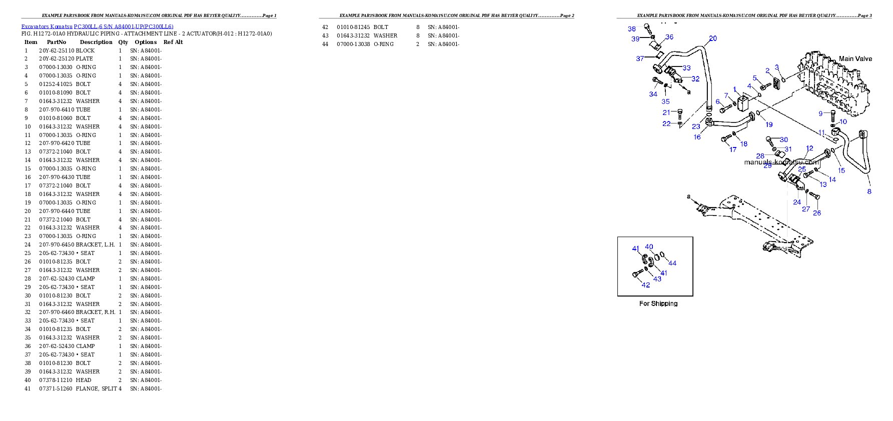 Protected: PC300LL-6 S/N A84001-UP Partsbook