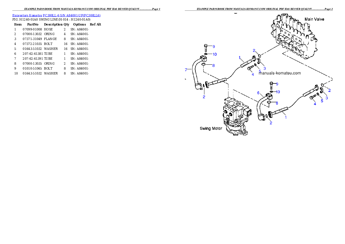 Protected: PC300LL-6 S/N A84001-UP Partsbook