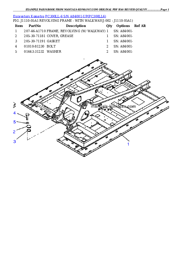 Protected: PC300LL-6 S/N A84001-UP Partsbook