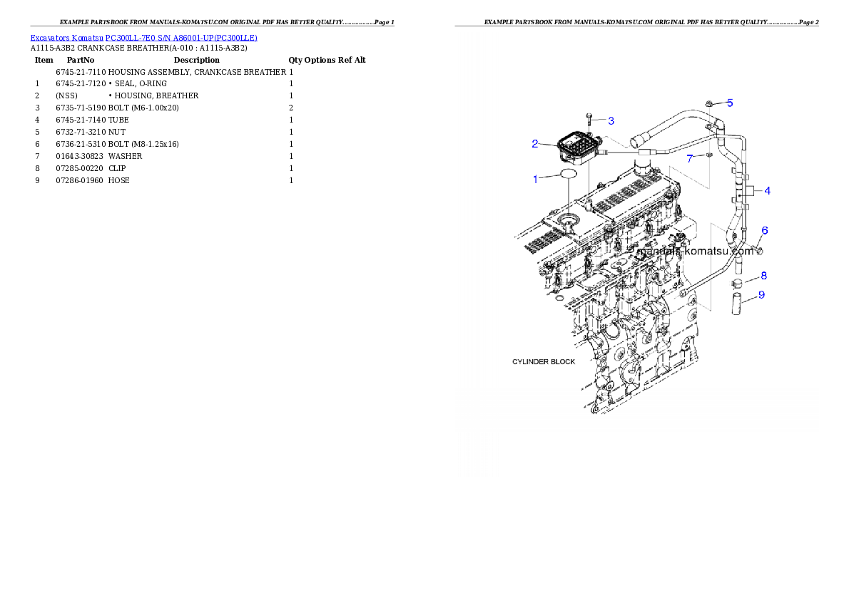 Protected: PC300LL-7E0 S/N A86001-UP Partsbook