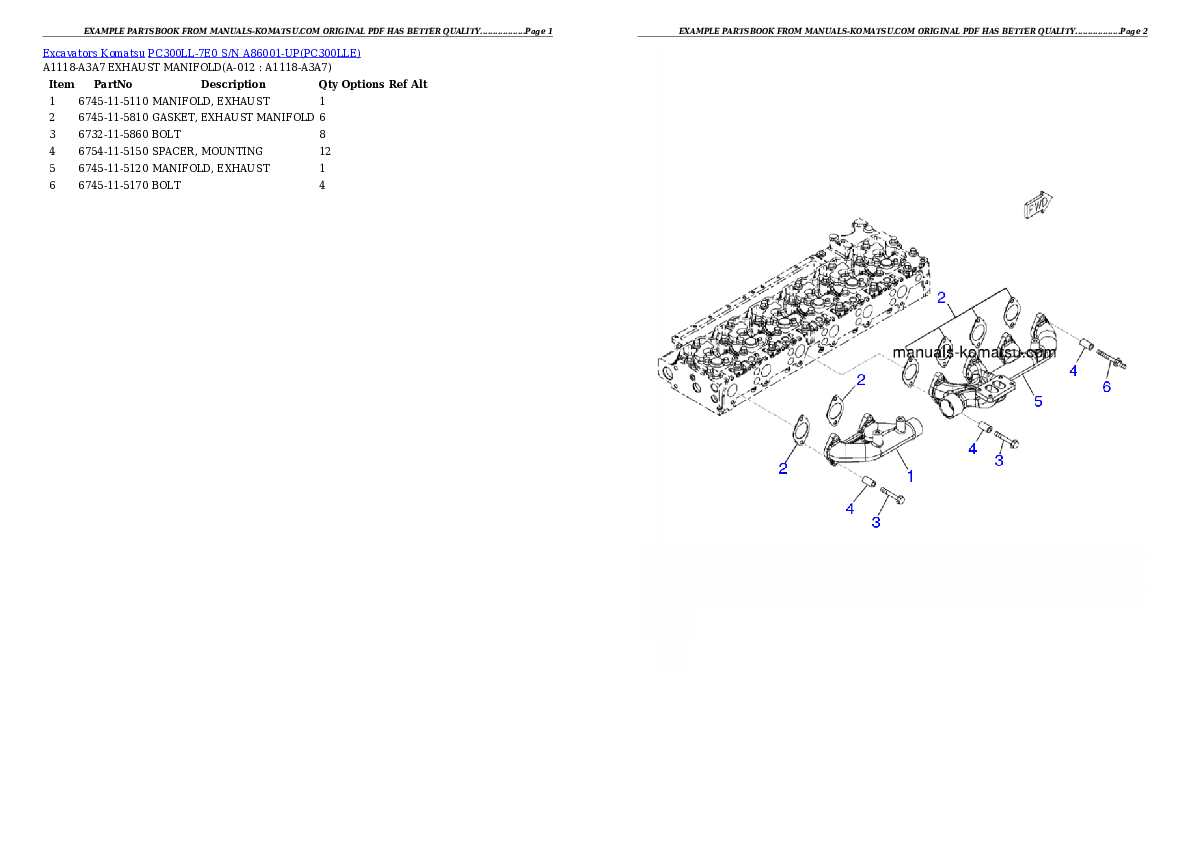 Protected: PC300LL-7E0 S/N A86001-UP Partsbook