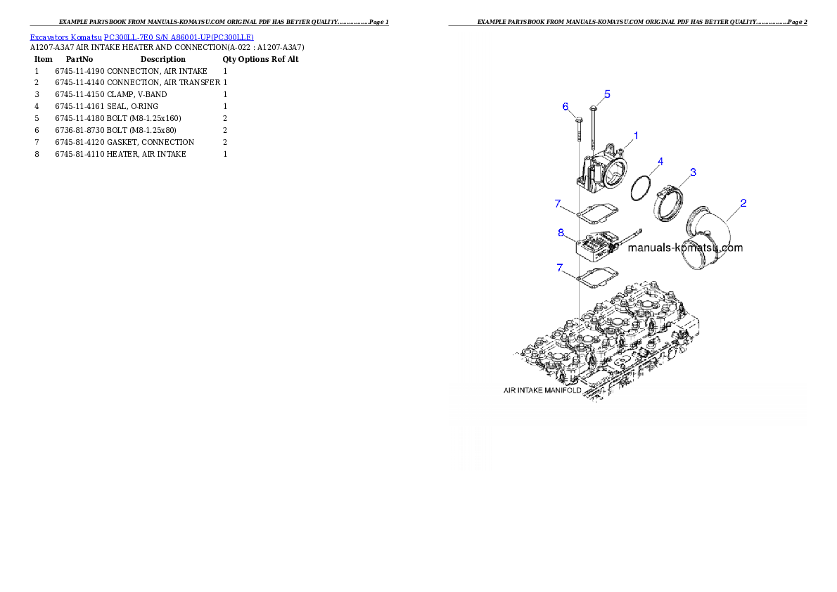 Protected: PC300LL-7E0 S/N A86001-UP Partsbook