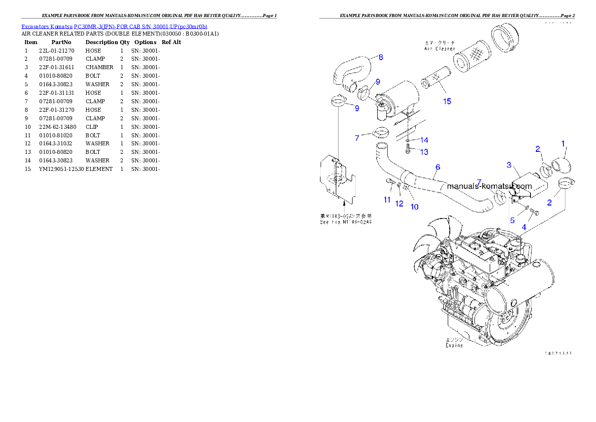 Protected: PC30MR-3(JPN)-FOR CAB S/N 30001-UP Partsbook