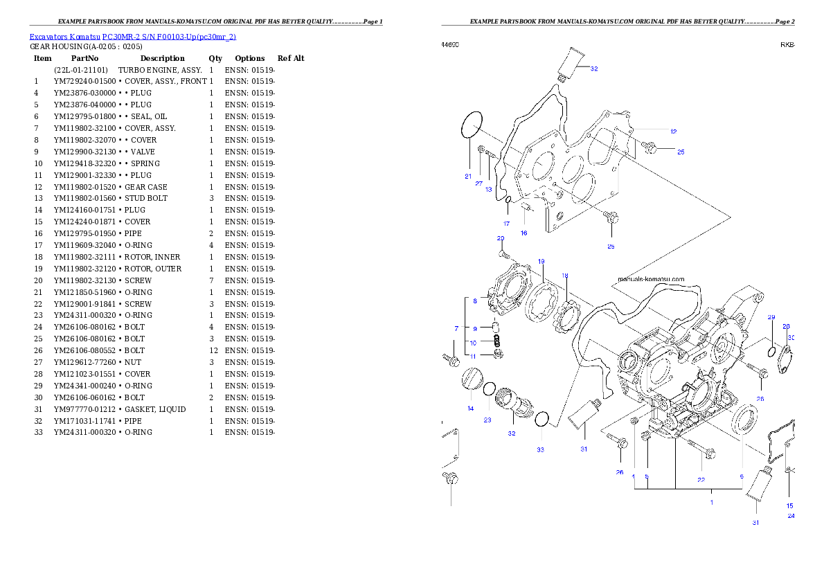 Protected: PC30MR-2 S/N F00103-Up Partsbook