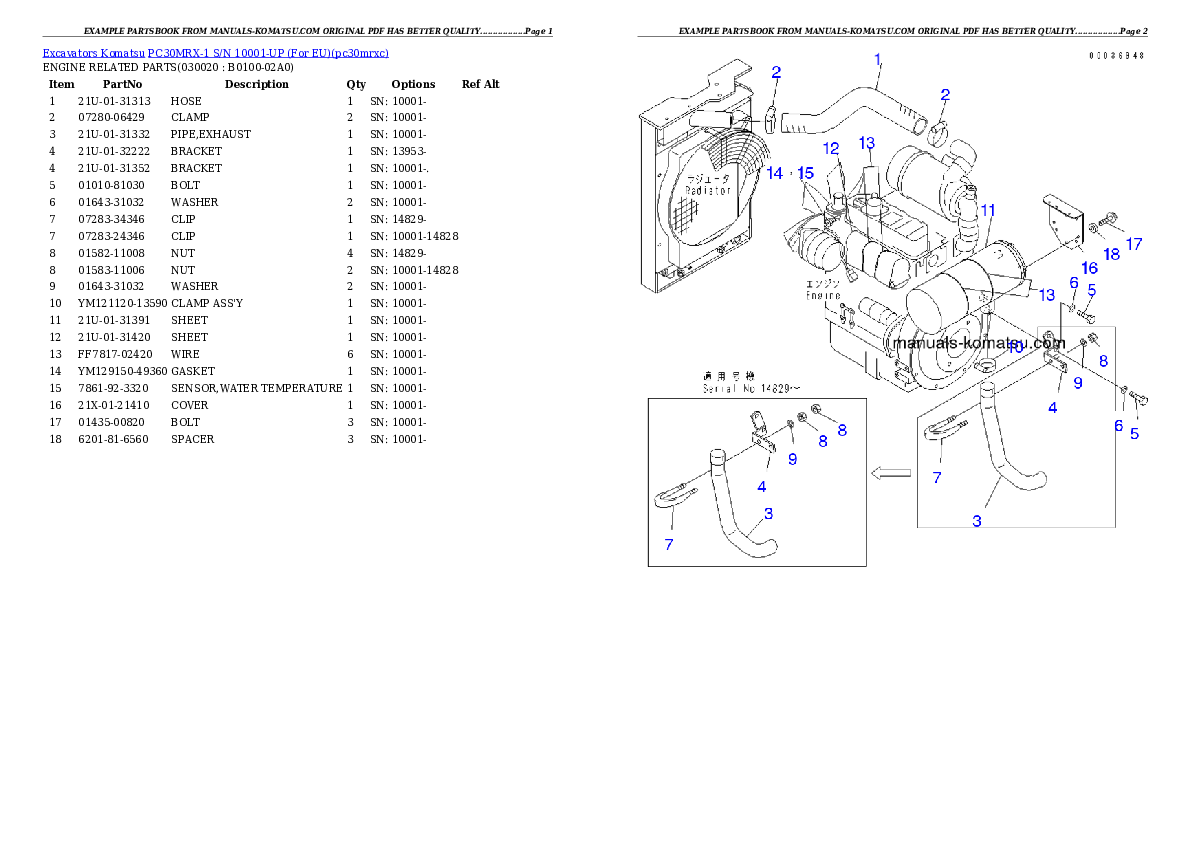 PC30MRX-1 S/N 10001-UP (For EU) Partsbook