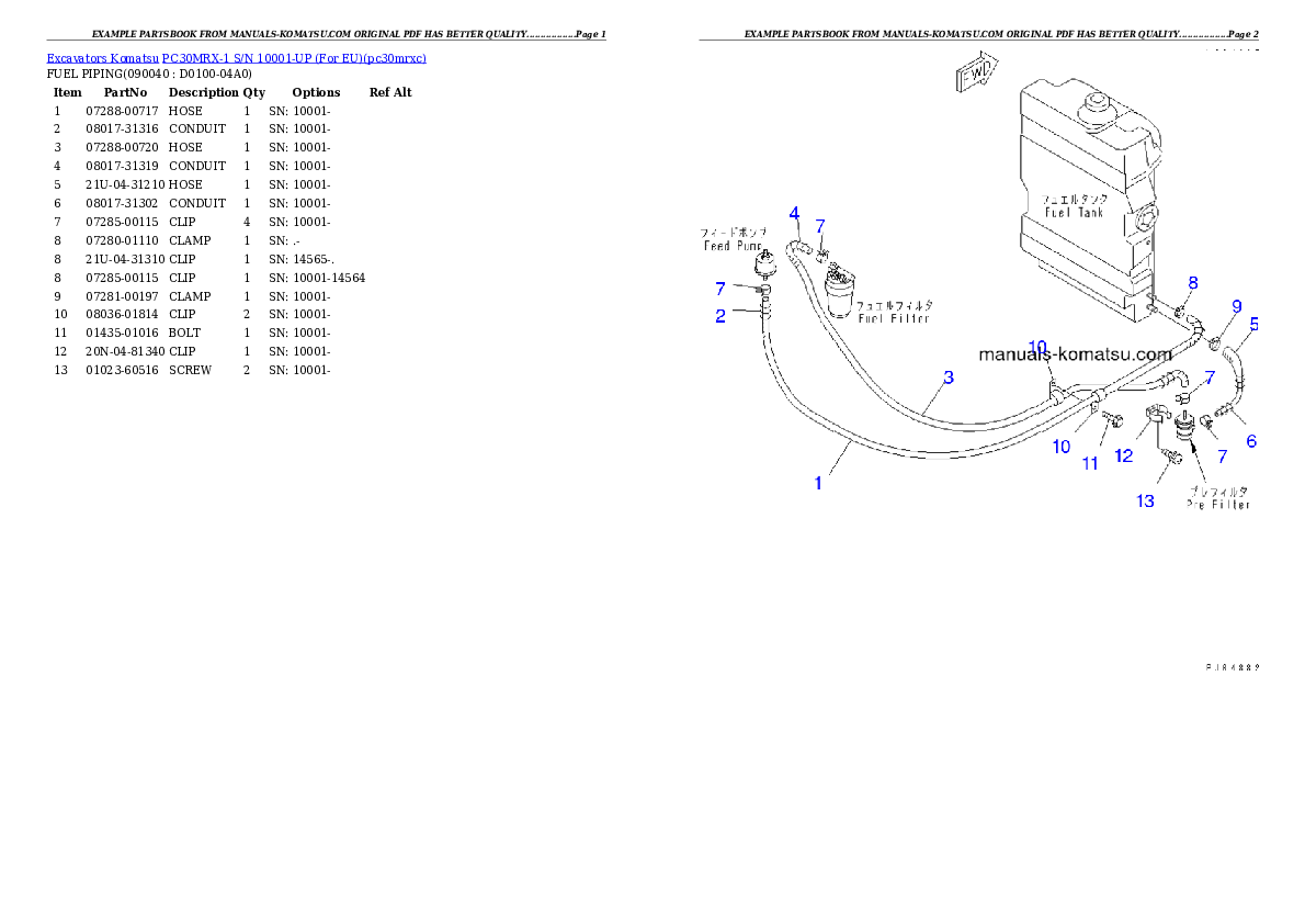 Protected: PC30MRX-1 S/N 10001-UP (KUE Spec.) Partsbook