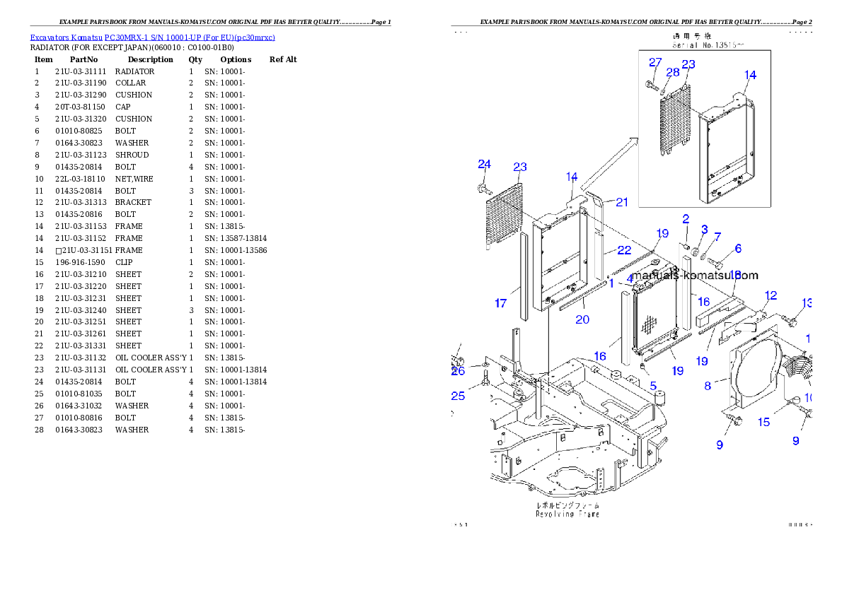 Protected: PC30MRX-1 S/N 10001-UP (KUE Spec.) Partsbook