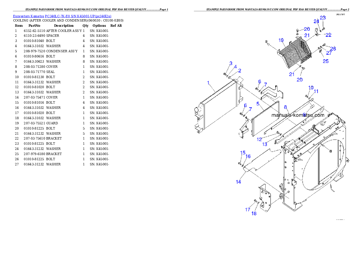 Protected: PC340LC-7K-E0 S/N K45001-UP Partsbook