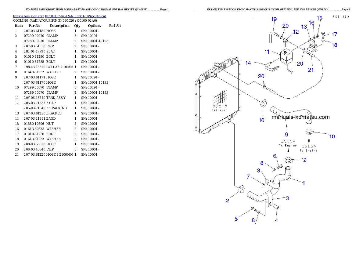Protected: PC340LC-6K-J S/N 10001-UP Partsbook