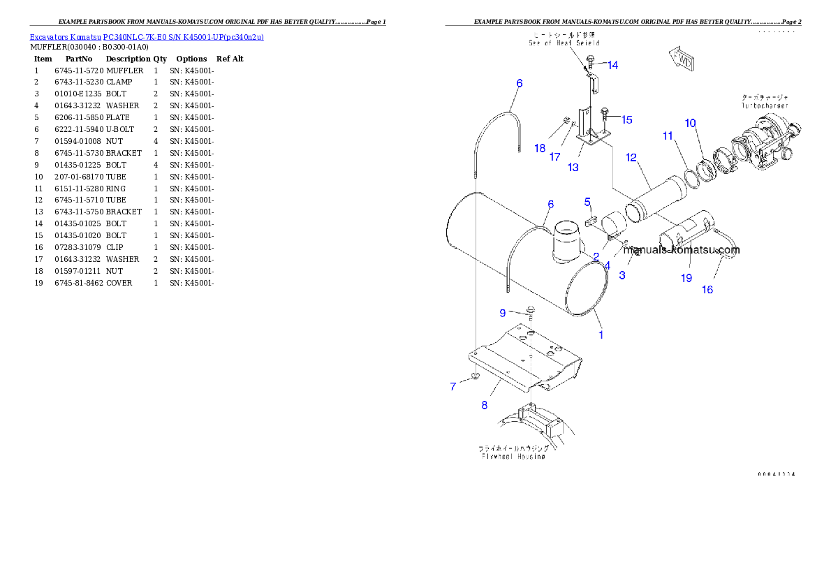 Protected: PC340NLC-7K-E0 S/N K45001-UP Partsbook