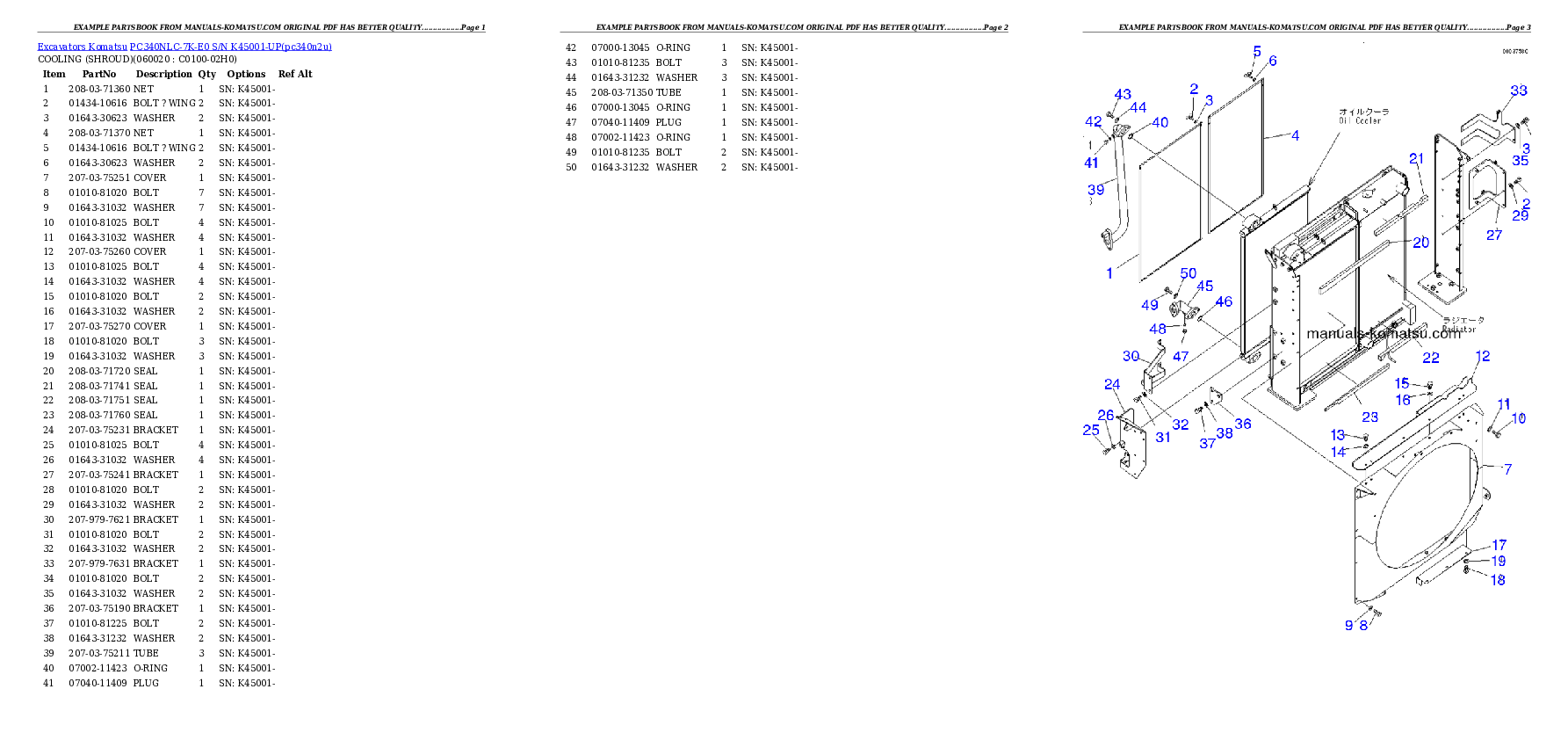 Protected: PC340NLC-7K-E0 S/N K45001-UP Partsbook