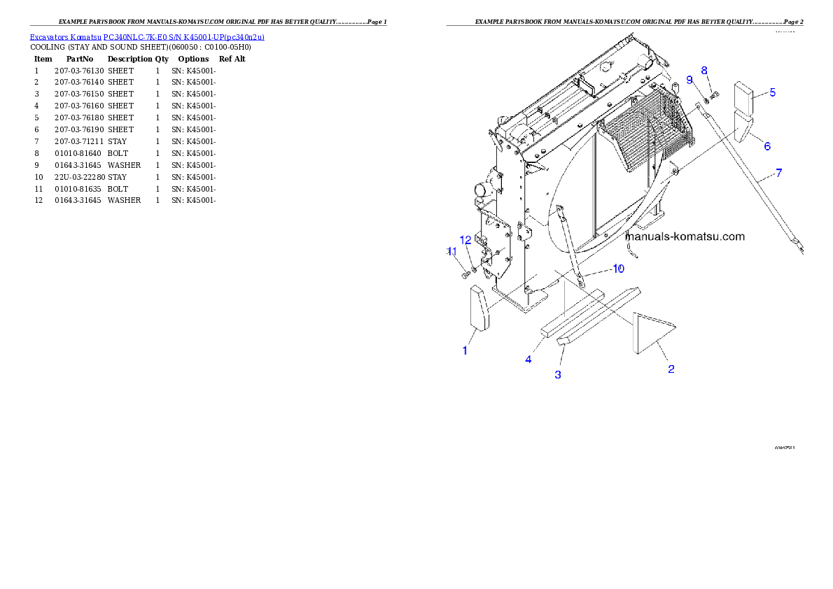 Protected: PC340NLC-7K-E0 S/N K45001-UP Partsbook