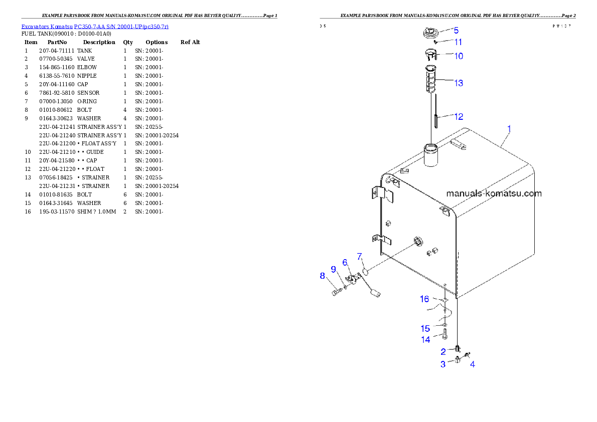 Protected: PC350-7-AA S/N 20001-UP Partsbook