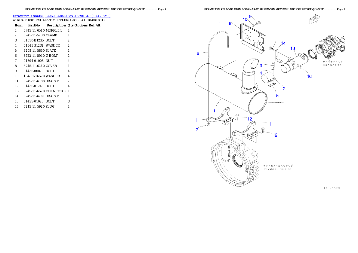 Protected: PC350LC-8M0  S/N  A33901-UP Partsbook