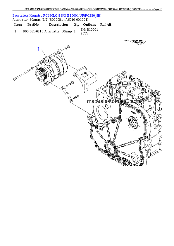 Protected: PC350LC-8 S/N B10001-UP Partsbook