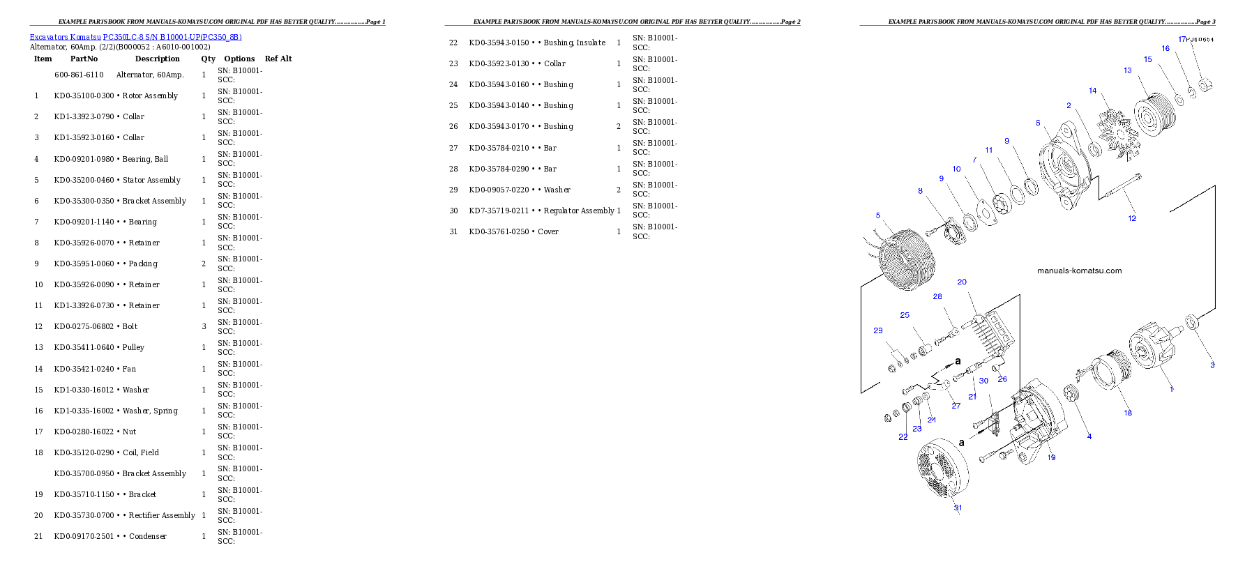 Protected: PC350LC-8 S/N B10001-UP Partsbook