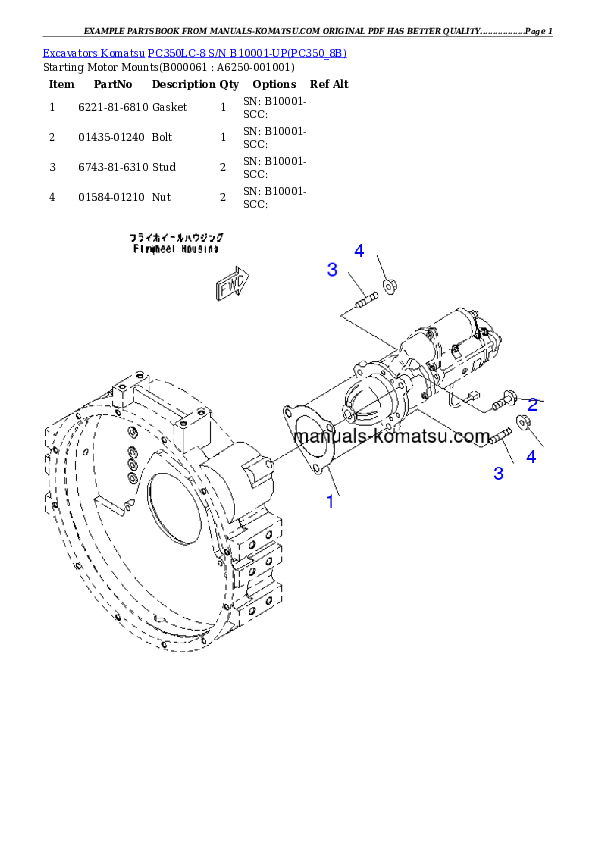 Protected: PC350LC-8 S/N B10001-UP Partsbook