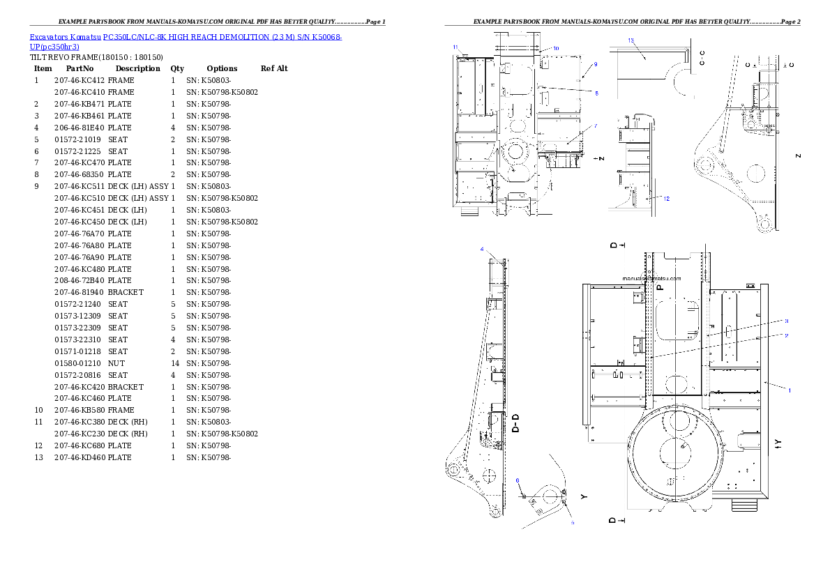 Protected: PC350LC-8 S/N 60022-UP Partsbook