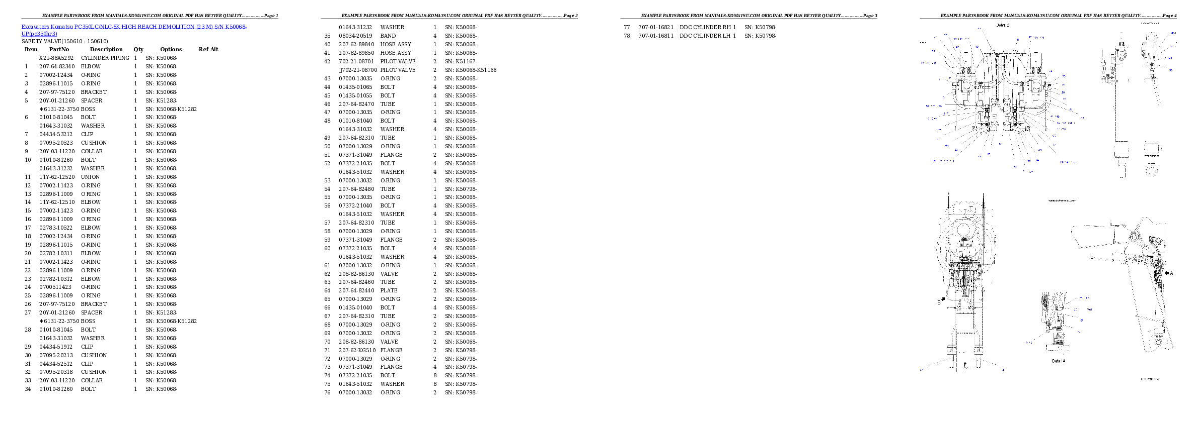 PC350LC-8 S/N 60022-UP Partsbook