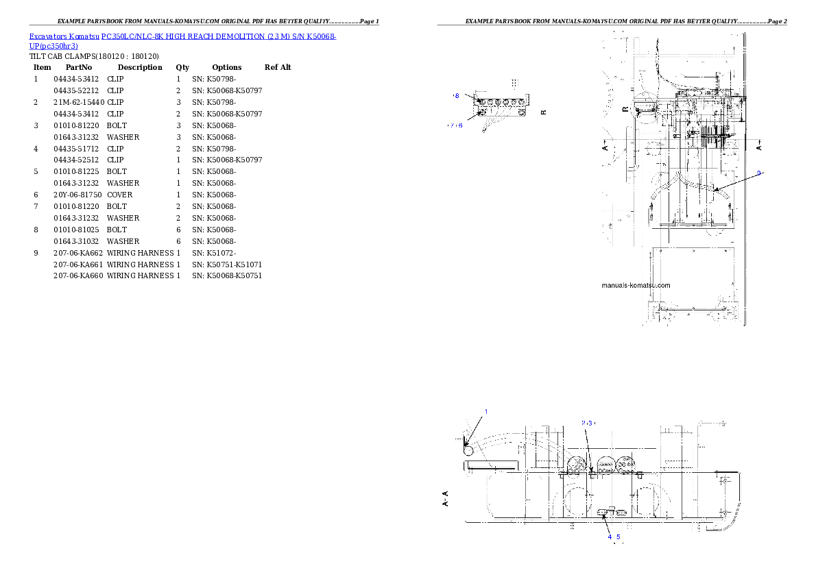 Protected: PC350LC-8 S/N 60022-UP Partsbook