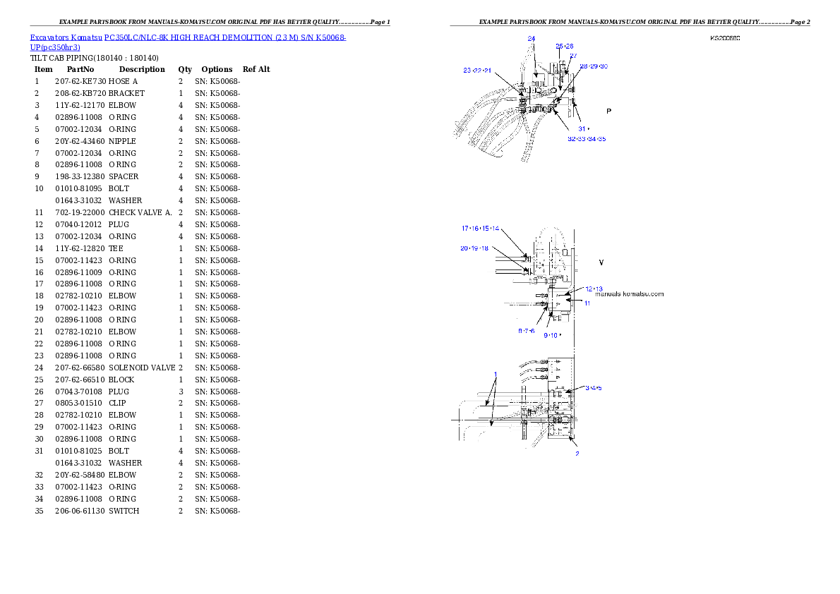 Protected: PC350LC-8 S/N 60022-UP Partsbook