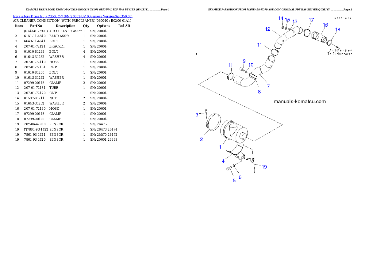 Protected: PC350LC-7 S/N 20001-UP (Overseas Version) Partsbook