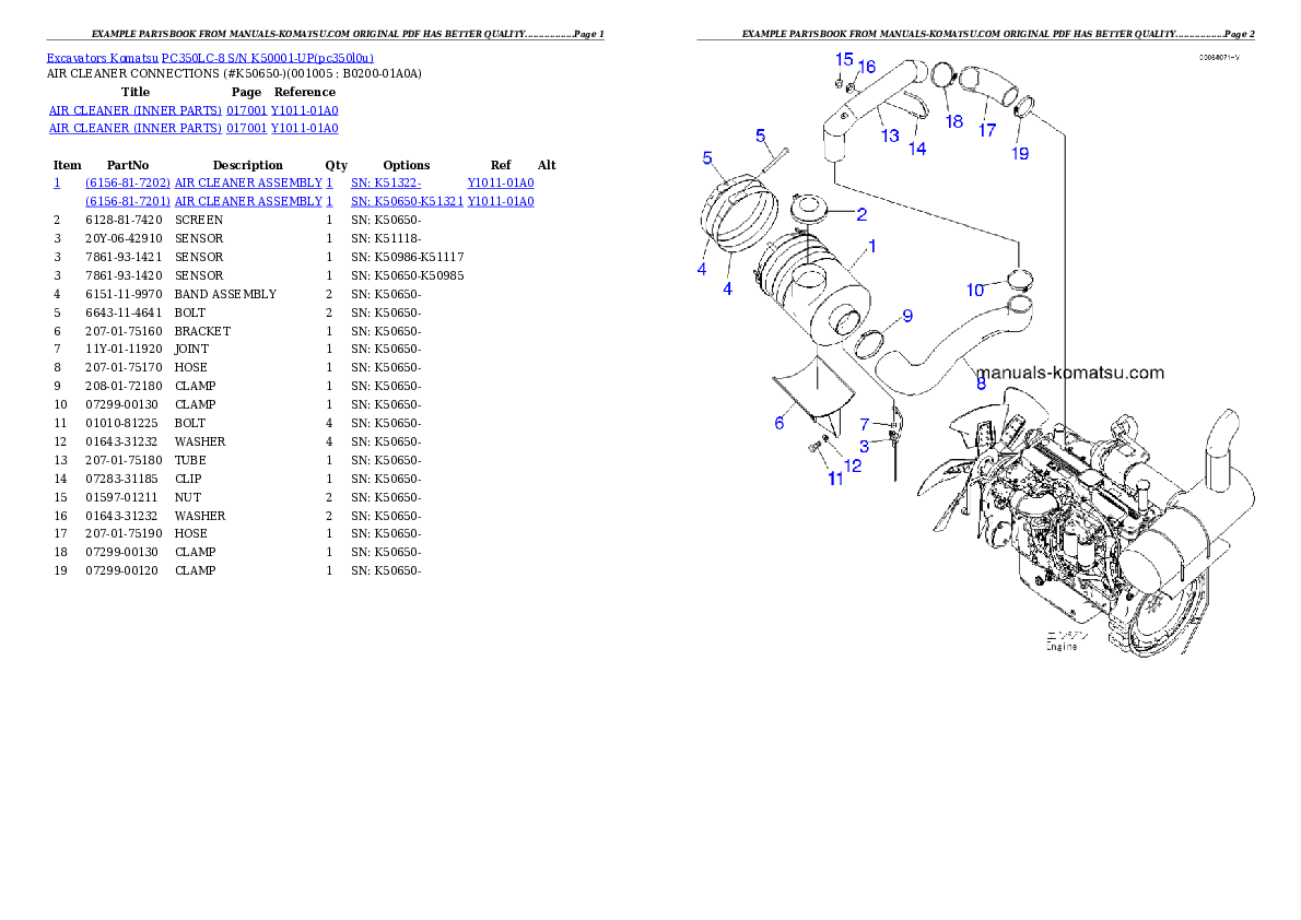 Protected: PC350LC-8 S/N K50001-UP Partsbook