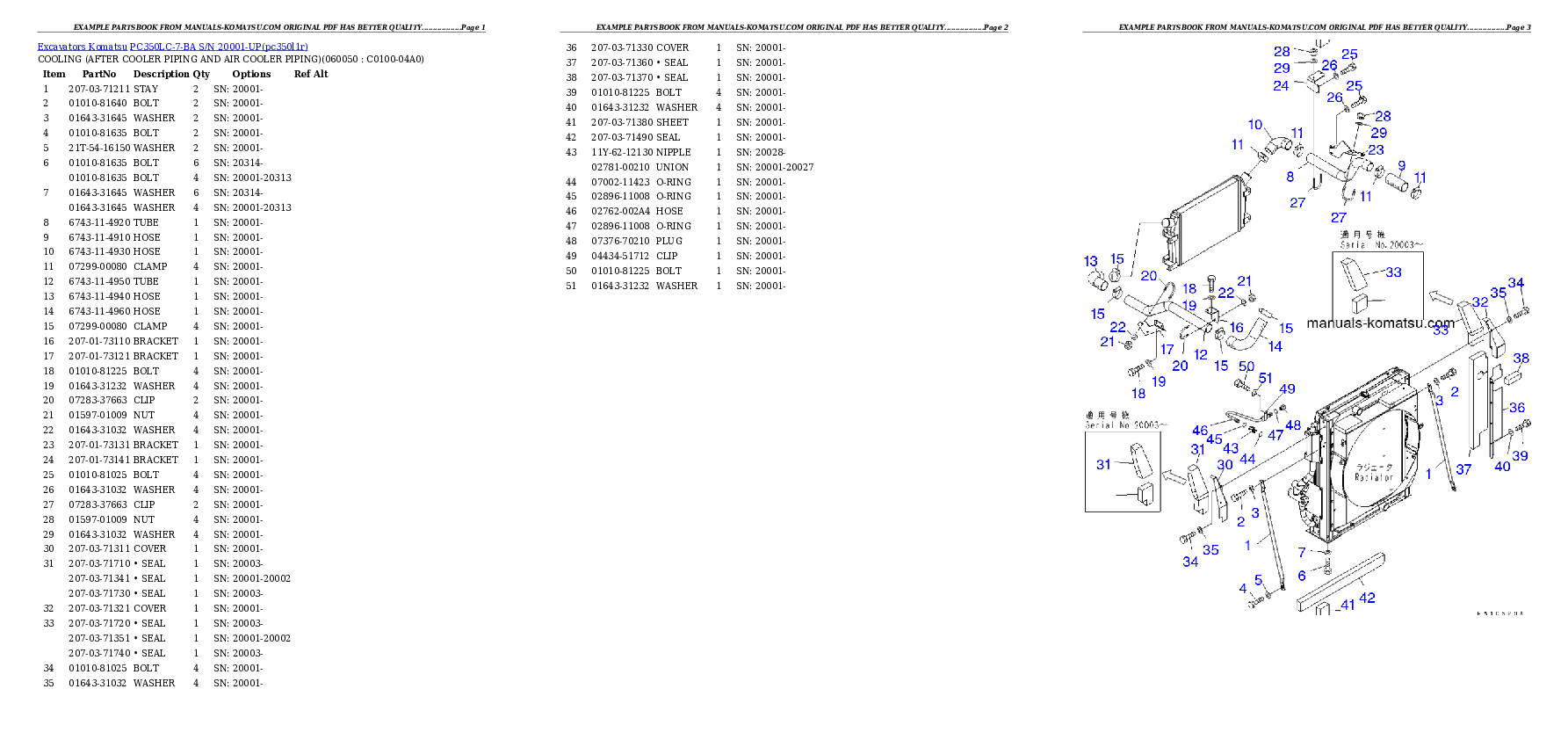Protected: PC350LC-7-BA S/N 20001-UP Partsbook