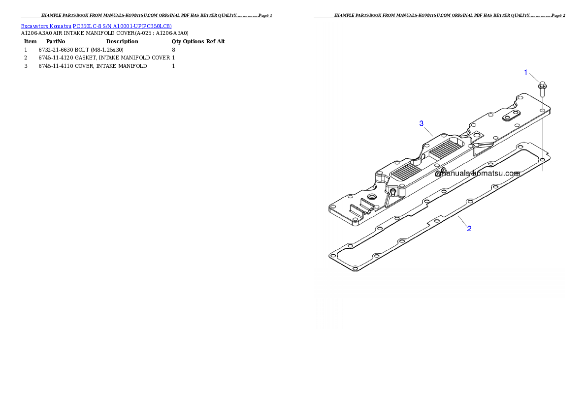 Protected: PC350LC-8 S/N A10001-UP Partsbook