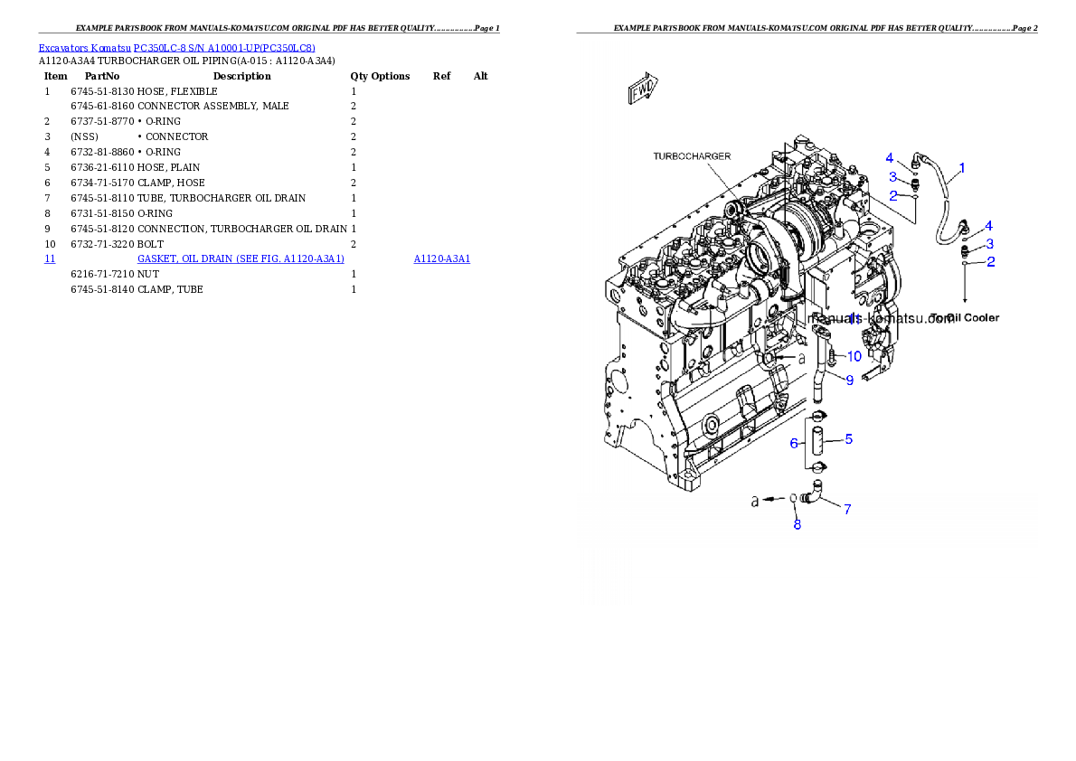 Protected: PC350LC-8 S/N A10001-UP Partsbook